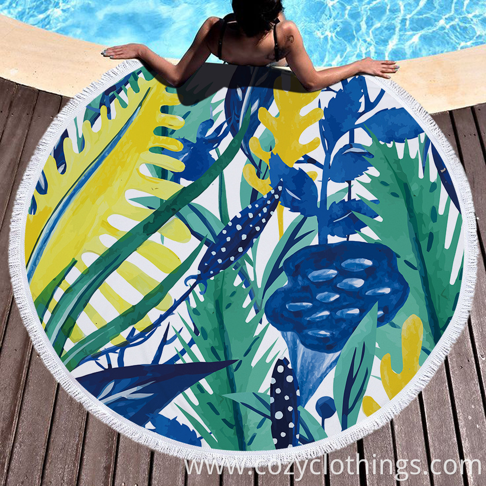 Round Beach Towels Blue stripe